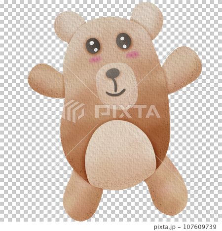 Brown bear cartoon drawing on paper texture 107609739