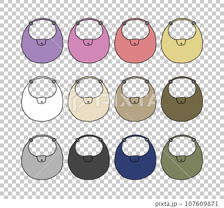 丸型カバンのイラストセット 丸型カバンのイラストセット 107609871