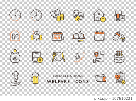 福利厚生にまつわるアイコンセット3(カラー) 福利厚生にまつわるアイコンセット3(カラー) 107610221