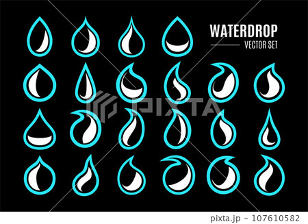 Modern line fresh aqua water droplet icon design set Modern line fresh aqua water droplet icon design set 107610582
