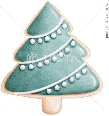 Watercolor Decorated Gingerbread Cookie Illustration Watercolor Decorated Gingerbread Cookie Illustration 107611015