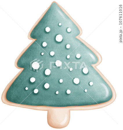 Watercolor Decorated Gingerbread Cookie Illustration Watercolor Decorated Gingerbread Cookie Illustration 107611016