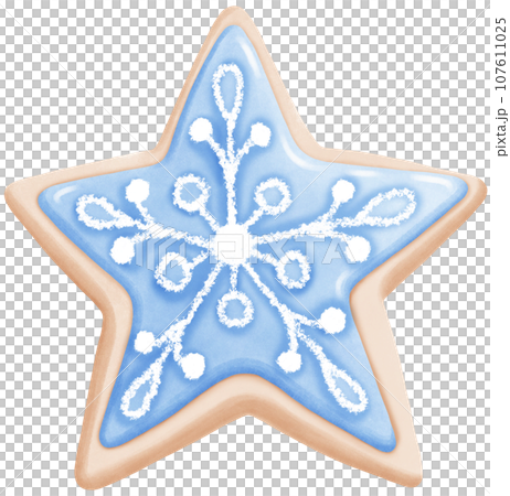 Watercolor Decorated Gingerbread Cookie Illustration 107611025