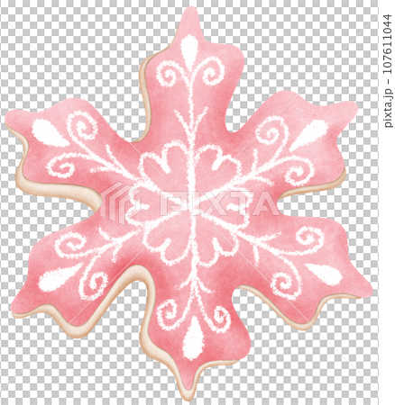 Watercolor Decorated Gingerbread Cookie Illustration 107611044