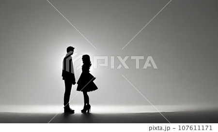 男女 / カップル / 夫婦 / 恋人 / パートナー /シルエットイラスト素材 男女 / カップル / 夫婦 / 恋人 / パートナー /シルエットイラスト素材 107611171