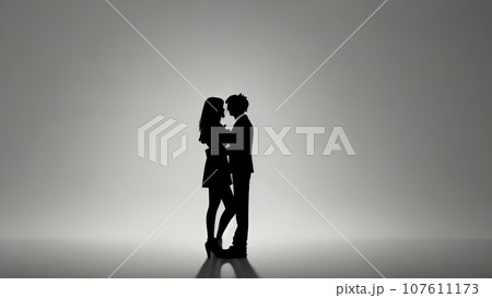 男女 / カップル / 夫婦 / 恋人 / パートナー /シルエットイラスト素材 男女 / カップル / 夫婦 / 恋人 / パートナー /シルエットイラスト素材 107611173