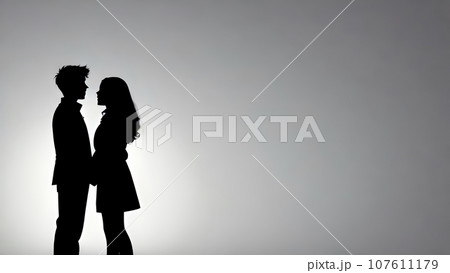 男女 / カップル / 夫婦 / 恋人 / パートナー /シルエットイラスト素材 男女 / カップル / 夫婦 / 恋人 / パートナー /シルエットイラスト素材 107611179