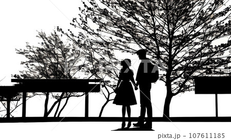 男女 / カップル / 夫婦 / 恋人 / パートナー /シルエットイラスト素材 男女 / カップル / 夫婦 / 恋人 / パートナー /シルエットイラスト素材 107611185