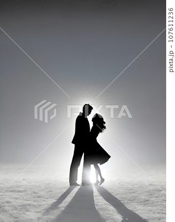 男女 / カップル / 夫婦 / 恋人 / パートナー /シルエットイラスト素材 男女 / カップル / 夫婦 / 恋人 / パートナー /シルエットイラスト素材 107611236