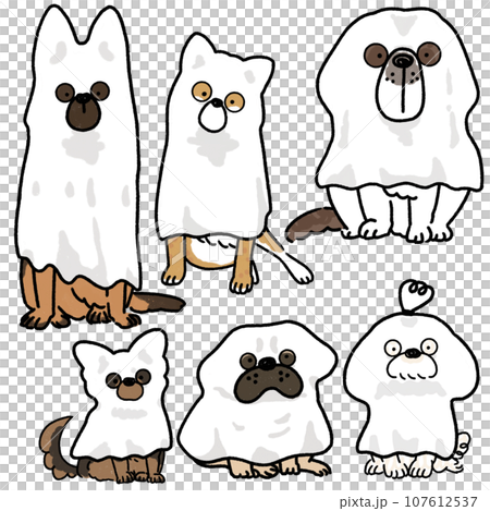 お化けに仮装した犬たち 107612537
