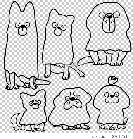 Line drawing of dogs disguised as ghosts Line drawing of dogs disguised as ghosts 107612539