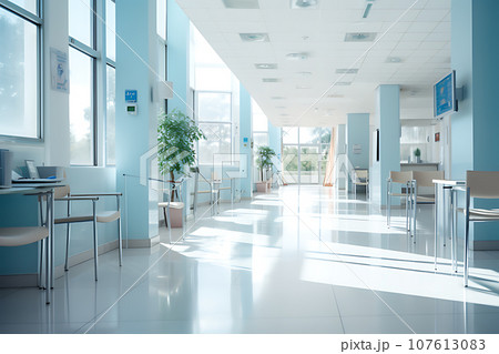 The decoration of the nursing staff's desks inside the new hospital building is beautiful and pleasing to the eye. 107613083
