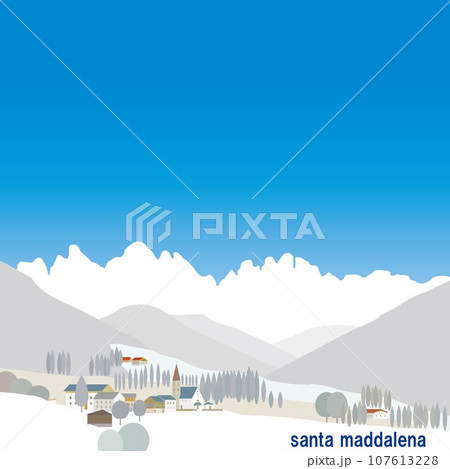 サンタマッダレーナ santa maddalena ドロミーティ dolomiti イタリア 冬風景 サンタマッダレーナ santa maddalena ドロミーティ dolomiti イタリア 冬風景 107613228
