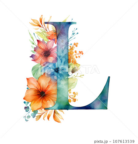 L アルファベット 大文字 花文字 L アルファベット 大文字 花文字 107613539