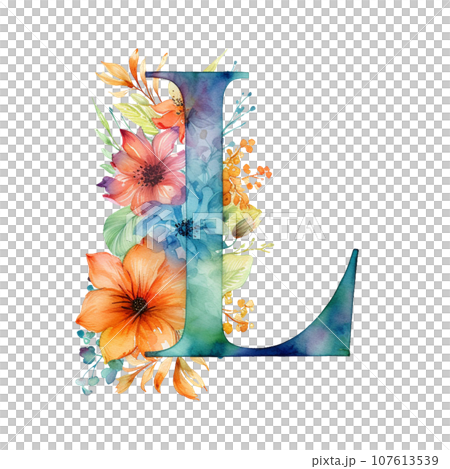 L アルファベット 大文字 花文字 L アルファベット 大文字 花文字 107613539