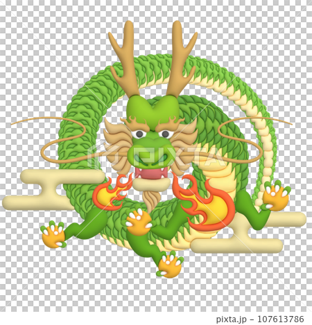 Three-dimensional illustration of a traditional oriental dragon 107613786