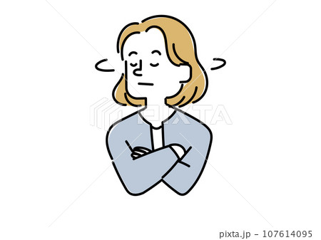 首を振っている若いビジネスマン（女性）のイラスト 107614095