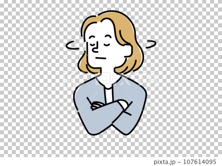 首を振っている若いビジネスマン（女性）のイラスト 107614095
