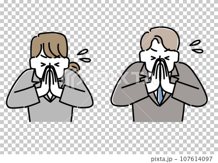 Illustration of a person desperately asking with his hands together (businessman) 107614097