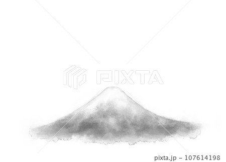 水彩風の富士山の年賀状イラスト 横 モノクロ 水彩風の富士山の年賀状イラスト 横 モノクロ 107614198