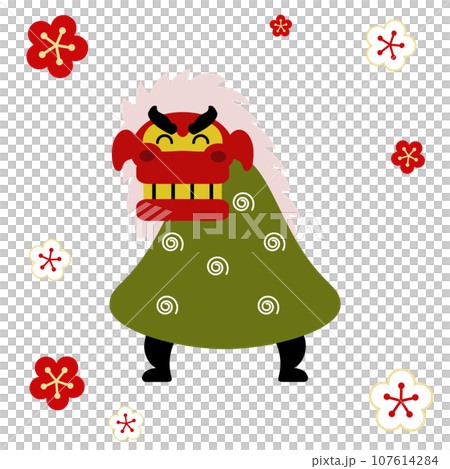 お正月の獅子舞のフラットベクターイラスト お正月の獅子舞のフラットベクターイラスト 107614284