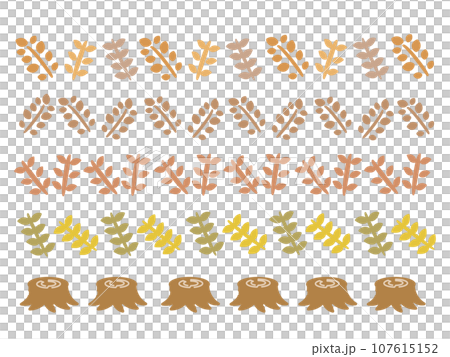 Autumn fallen leaves leaf line illustration set Autumn fallen leaves leaf line illustration set 107615152