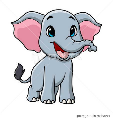 Cute elephant cartoon on white background 107615694