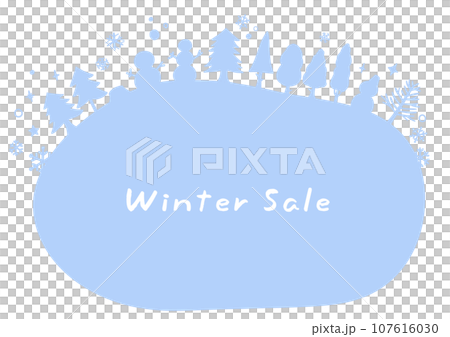 Blue winter landscape texture, background, cute hand drawn illustration 107616030