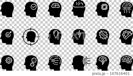 Silhouette icon set about human head Silhouette icon set about human head 107616401