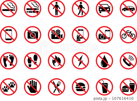 禁止ピクトグラムのセット 禁止ピクトグラムのセット 107616410