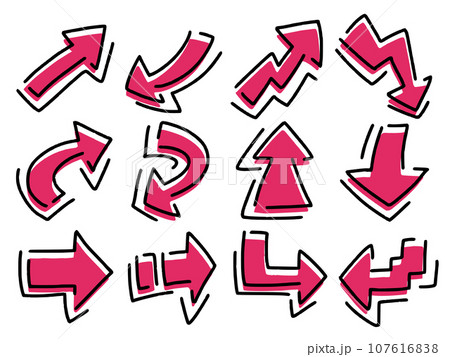 ポップな飾り矢印セットその1　赤 107616838