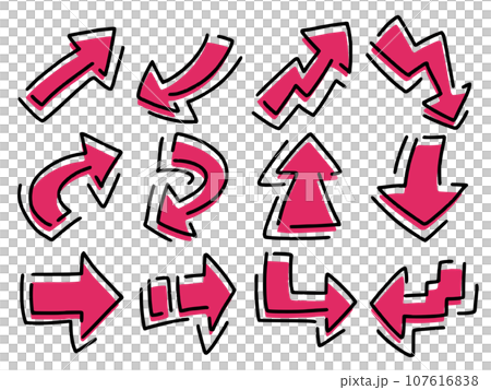 ポップな飾り矢印セットその1　赤 107616838