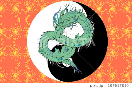 神龍と太極図 107617810