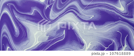 Abstract fluid art background dark purple and white colors. Liquid marble. Acrylic painting with violet gradient 107618889