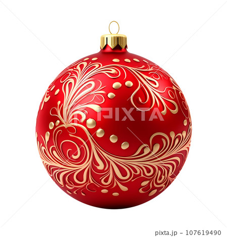 Red Christmas Ball Realistic 3D Style 107619490