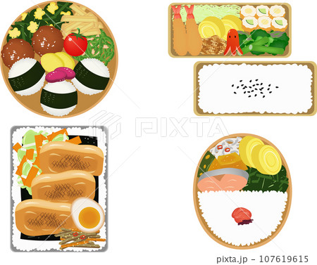 真上アングルお弁当セット 107619615