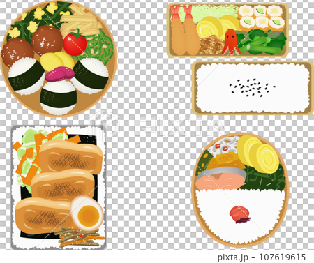 真上アングルお弁当セット 107619615