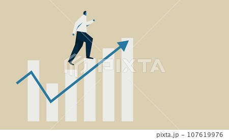 棒グラフを駆け上がるビジネスマン 棒グラフを駆け上がるビジネスマン 107619976