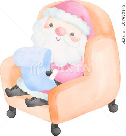 Pink Santa Claus illustration watercolor Pink Santa Claus illustration watercolor 107620245