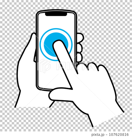 單指點擊 - 操作智慧型手機的手手勢的簡單插圖/圖標 單指點擊 - 操作智慧型手機的手手勢的簡單插圖/圖標 107620816