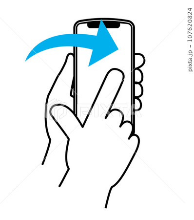 一本指のスワイプ　スマートフォンを操作する手のジェスチャーのシンプルなイラスト・アイコン 107620824