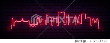 Red neon skyline of Lima.  107621358