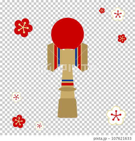 お正月のけん玉のフラットベクターイラスト2 107621633