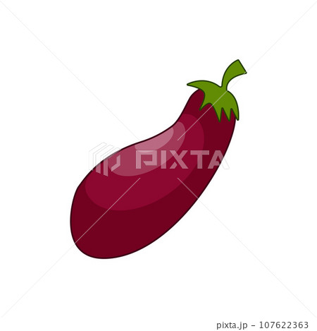 Eggplant. Ripe purple eggplant. Vegetable garden. Vegetarian organic product. Vector illustration isolated on a white background Eggplant. Ripe purple eggplant. Vegetable garden. Vegetarian organic product. Vector illustration isolated on a white background 107622363