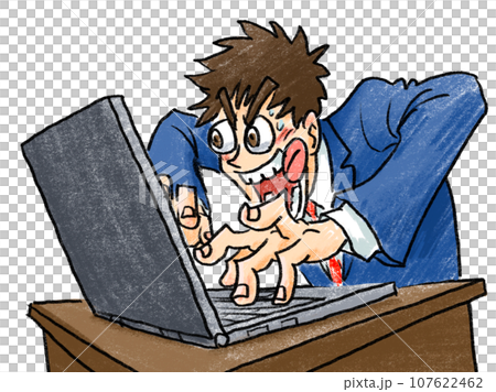 一名商人全神貫注於打字的插圖 107622462