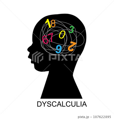Silhouette of a child with dyscalculia vector 107622895