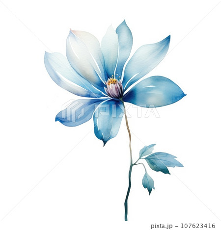 watercolor flower illustration with splashes on a white background. 107623416