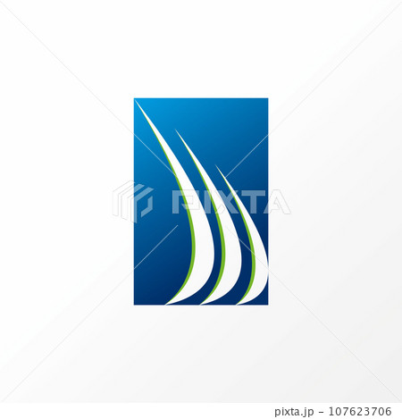 Logo design graphic concept creative abstract premium vector sign stock simple unique art 3 swoosh on rectangle block Related loading trading business 107623706