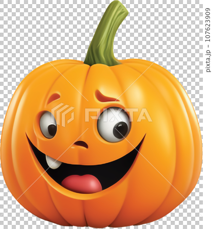 Festive 3D Cute Cartoon Halloween Pumpkin with big eyes and funny face -Ai Generated 107623909