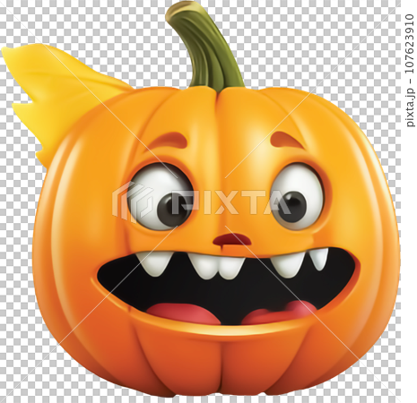 Festive 3D Cute Cartoon Halloween Pumpkin with big eyes and funny face -Ai Generated 107623910